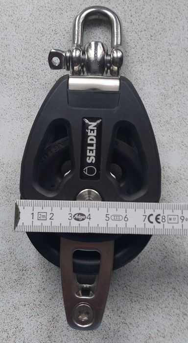 Okazja! Bloczek linowy z zaczepem becket Selden PBB 80mm, żeglarski