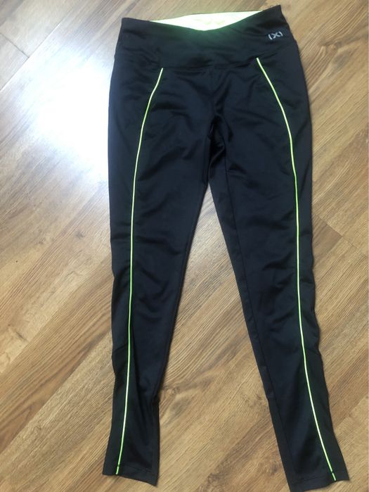 Spodnie legginsy treningowe damskie 2XIST czarne neonowy zielony xs