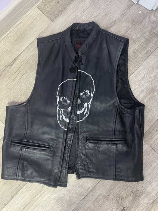 кожаная байкерская мотожилетка l&j leder weste weste