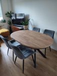 Stół loft okrągły rozkładany 100/180 cm dąb Craft egger hikora artisan