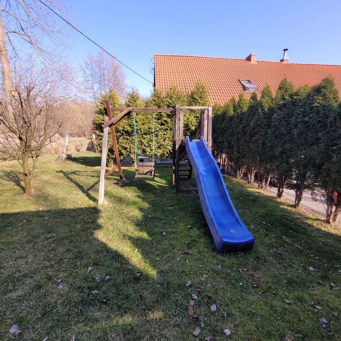 Płać zabaw ogrodowy, gniazdo,zjeżdżalnia, hustawka, schody
