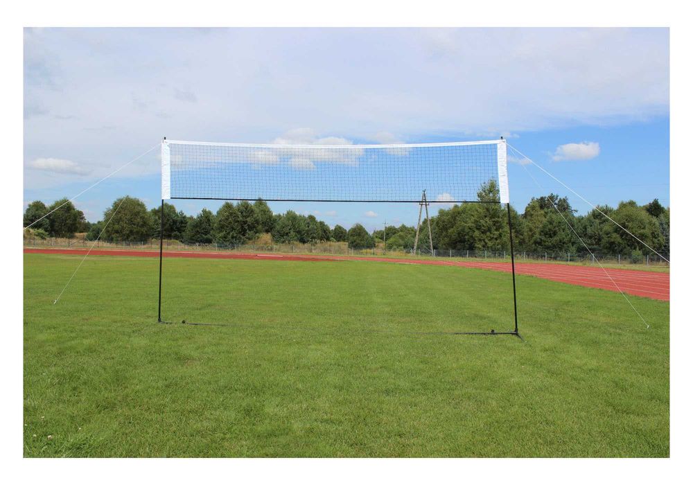 ZESTAW siatka 4m słupki kotwy do siatkówka badminton tenis zestaw 3w1