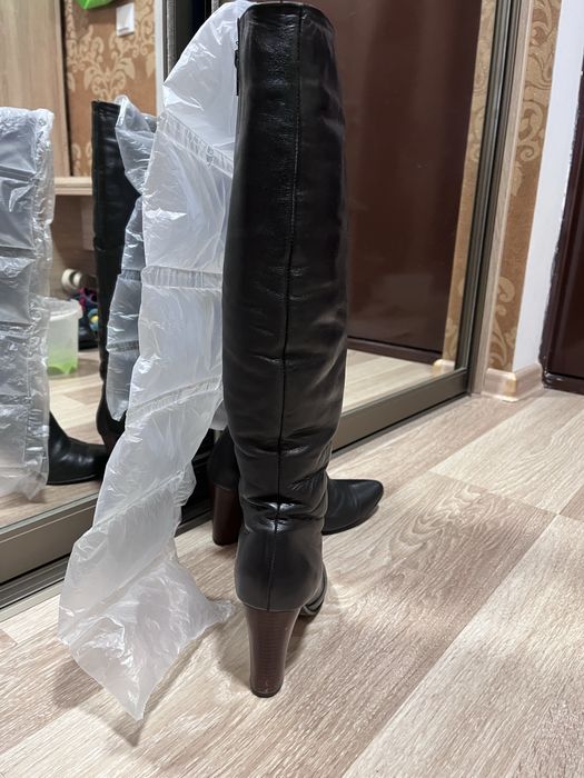 Зимові шкіряні чоботи на підборах, 37