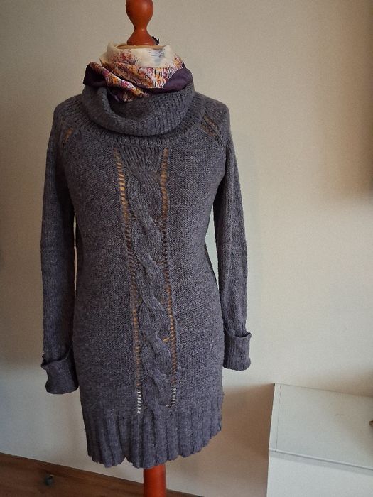 Sukienka tunika sweterkowa mocno uciagliwa F&F spokojny fiolet r uniw