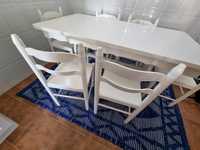 Mesa de cozinha branco lacado+ 6 cadeiras