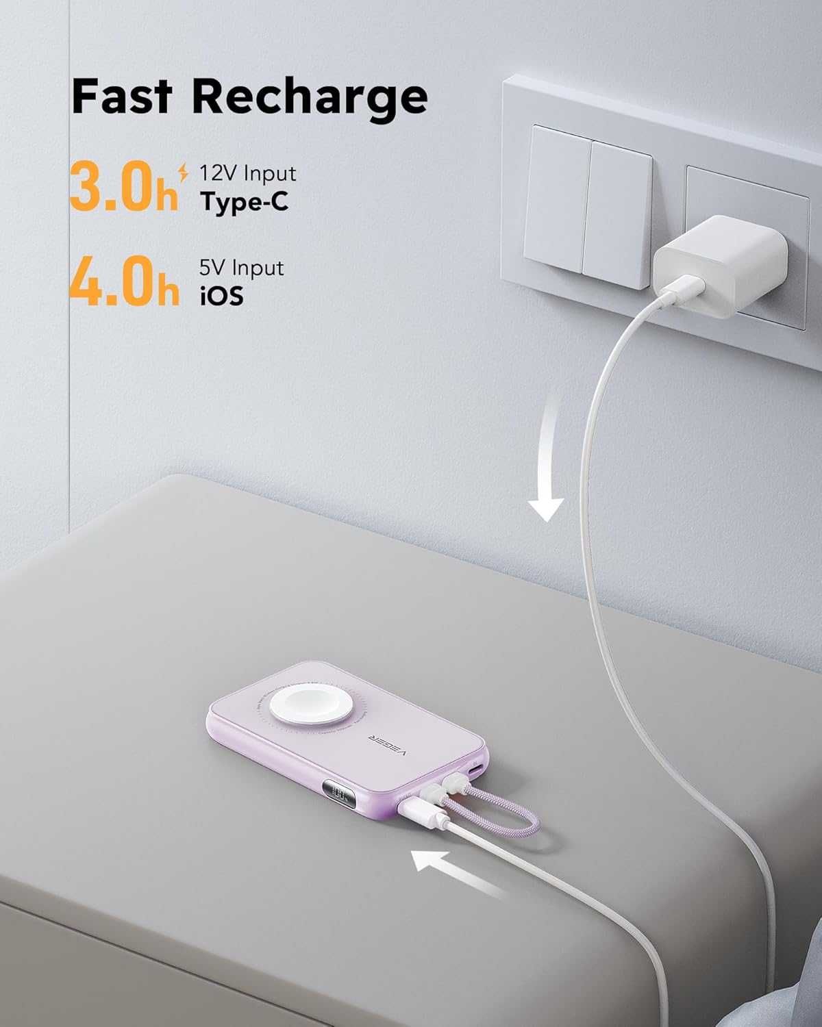 Power Bank VEGER 10000mAh для iPhone та Apple Watch, павербанк