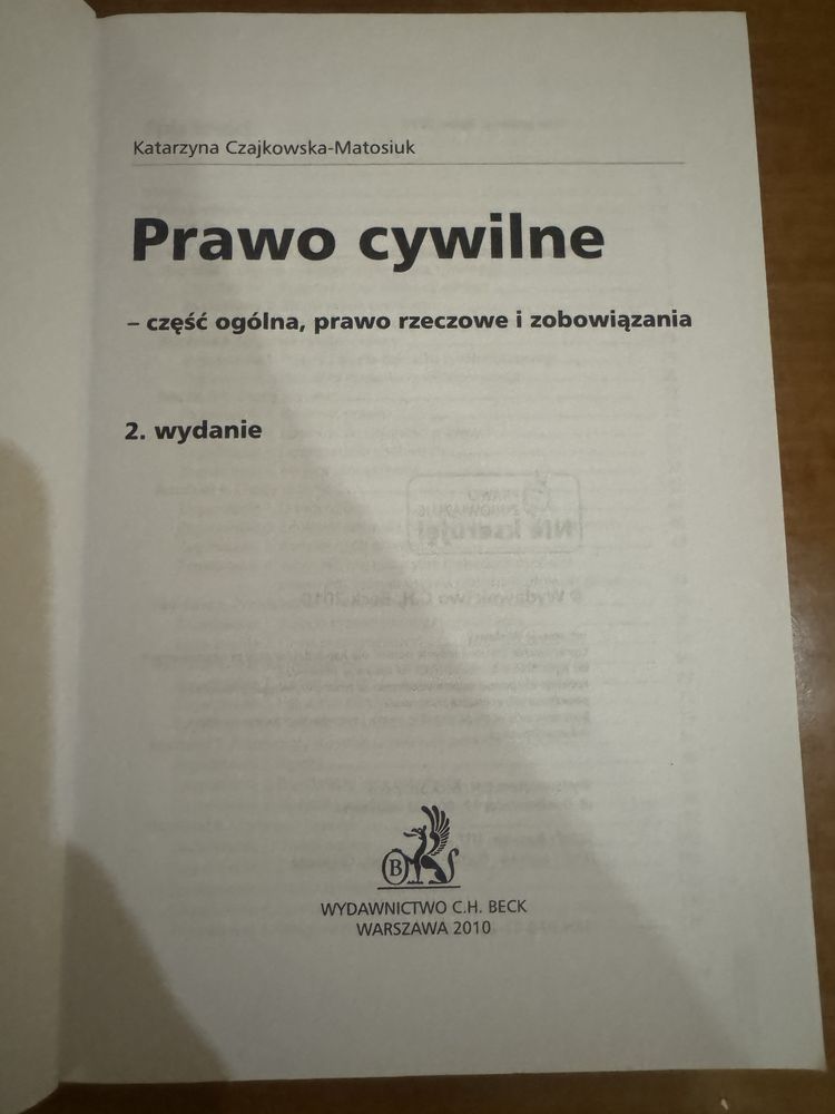Prawo cywilne K.Czajkowska-Matosiuk
