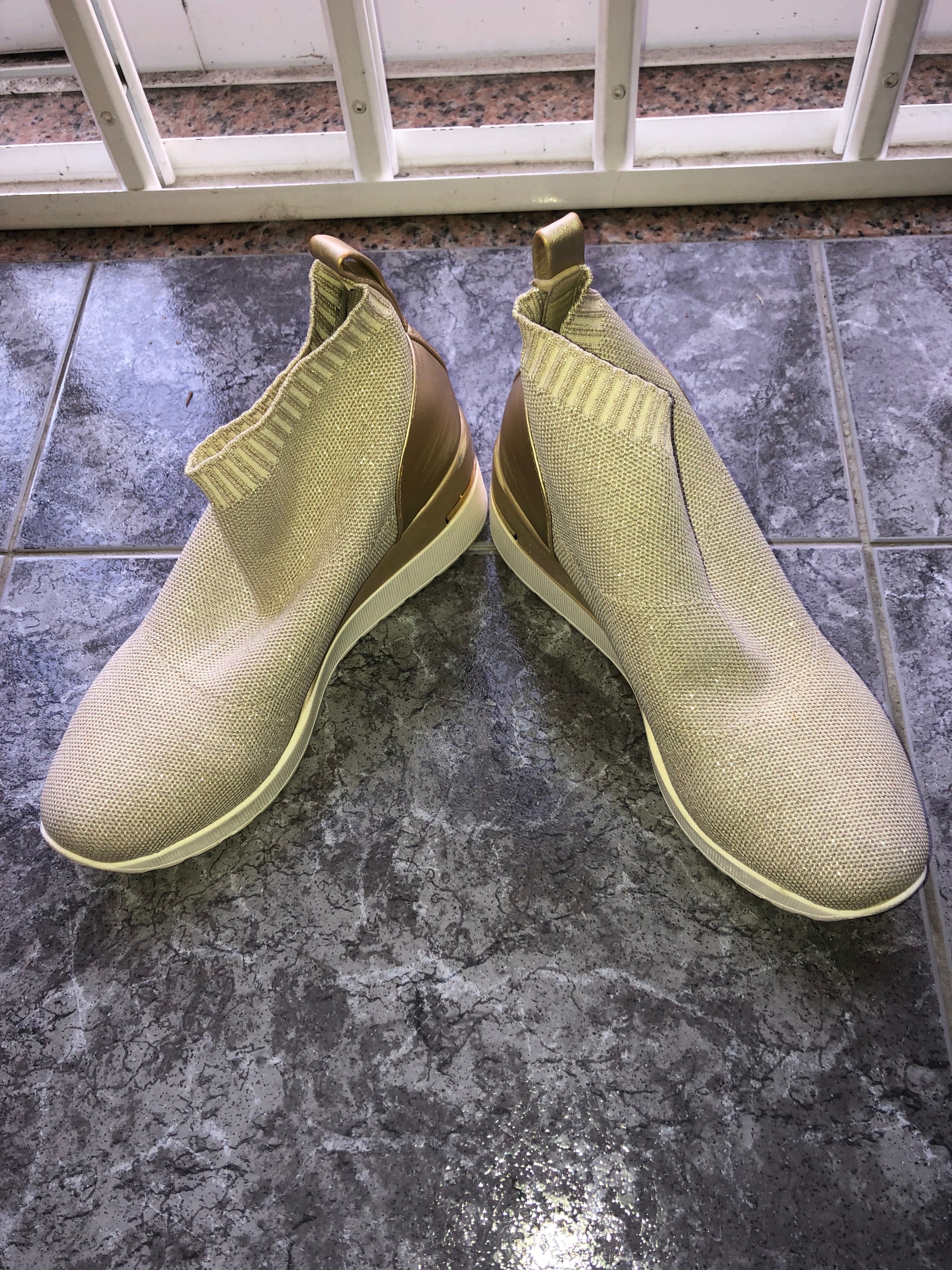 Botins mulher em malha beige/camel