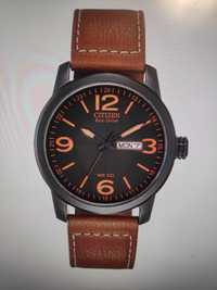 Citizen eco drive brown leather часы ситизен