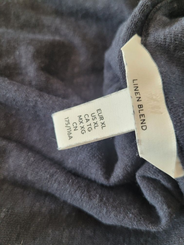 Długa lniana sukienka koszulowa z kołnierzykiem oversize H&M