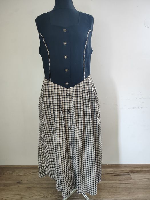 Sukienka 16 44 xl MIDI bawarska dirndl len landhaus folk Boho tracht v