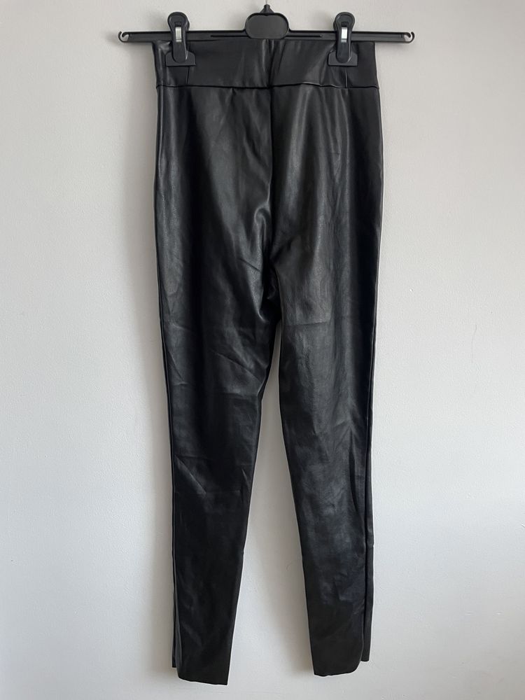 Asos skorzane legginsy wysoki stan na gumce eko leather