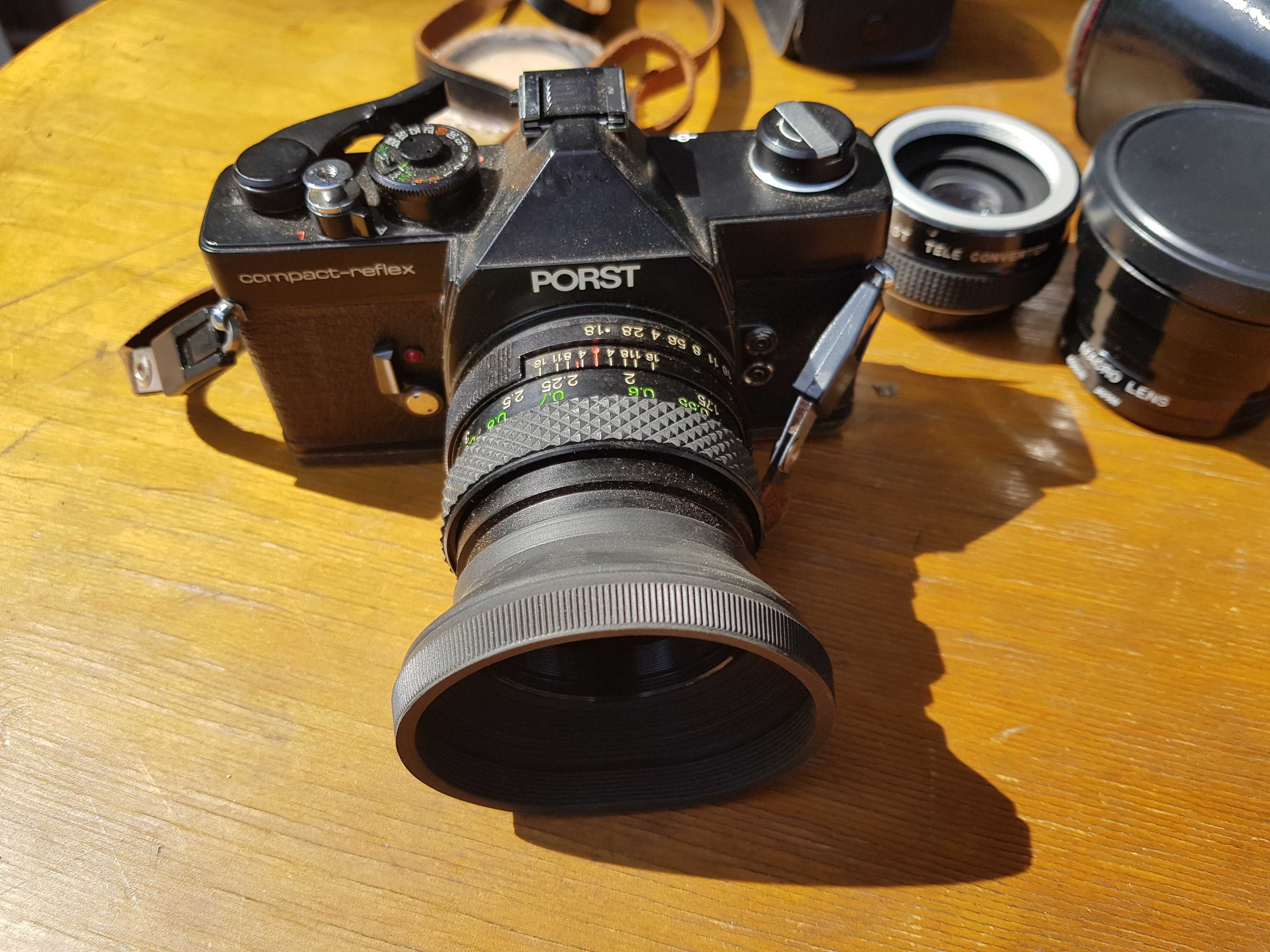 Stary aparat ZESTAW Porst compact reflex AM walizka obiektywy