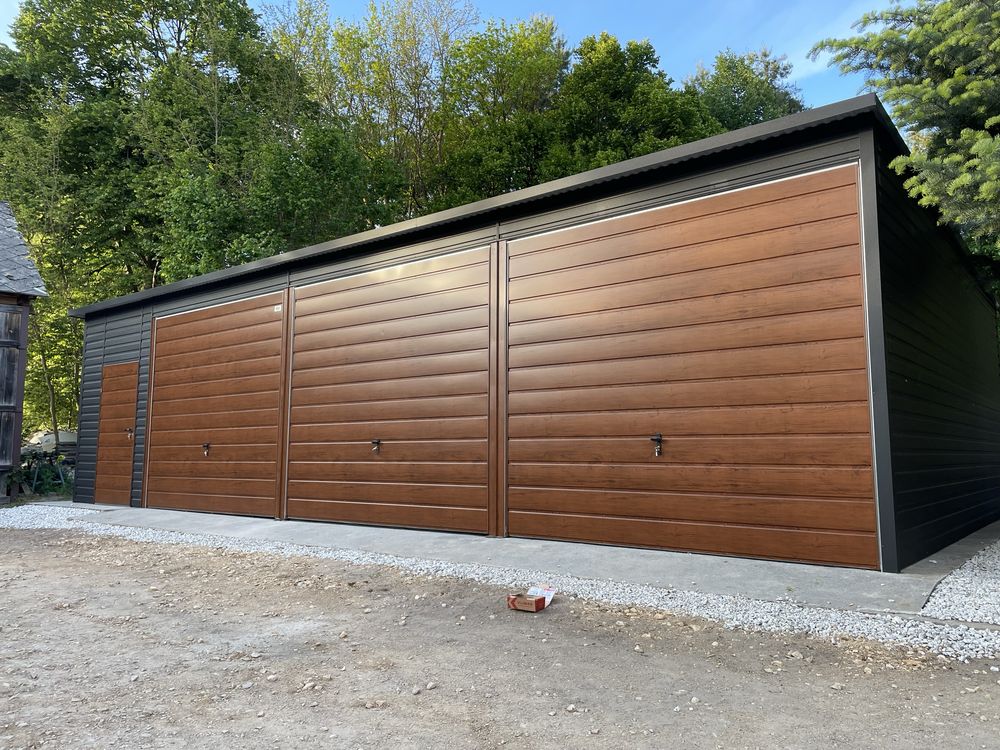 Garaż blaszany, hala 9x5.5 + pomieszczenie gospodarcze 2x5.5. Antracyt