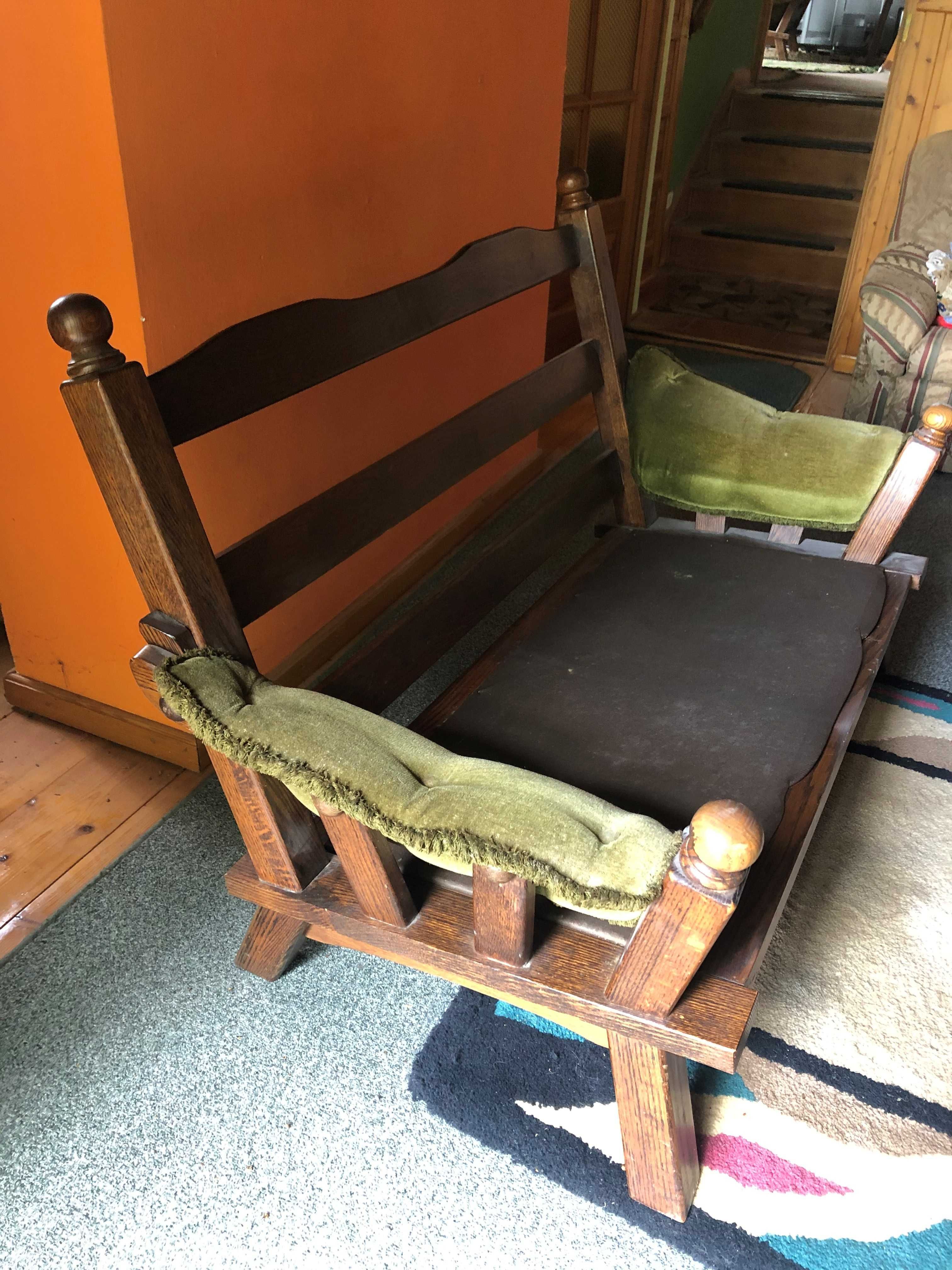 Sofka 2-os. i fotel, drewno b.ładna, tapicerka z pluszu. DO NEGOCJACJI