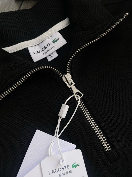 Кофта Lacoste, зипка полузамок 1/3, зип, чорна кофта лакосте