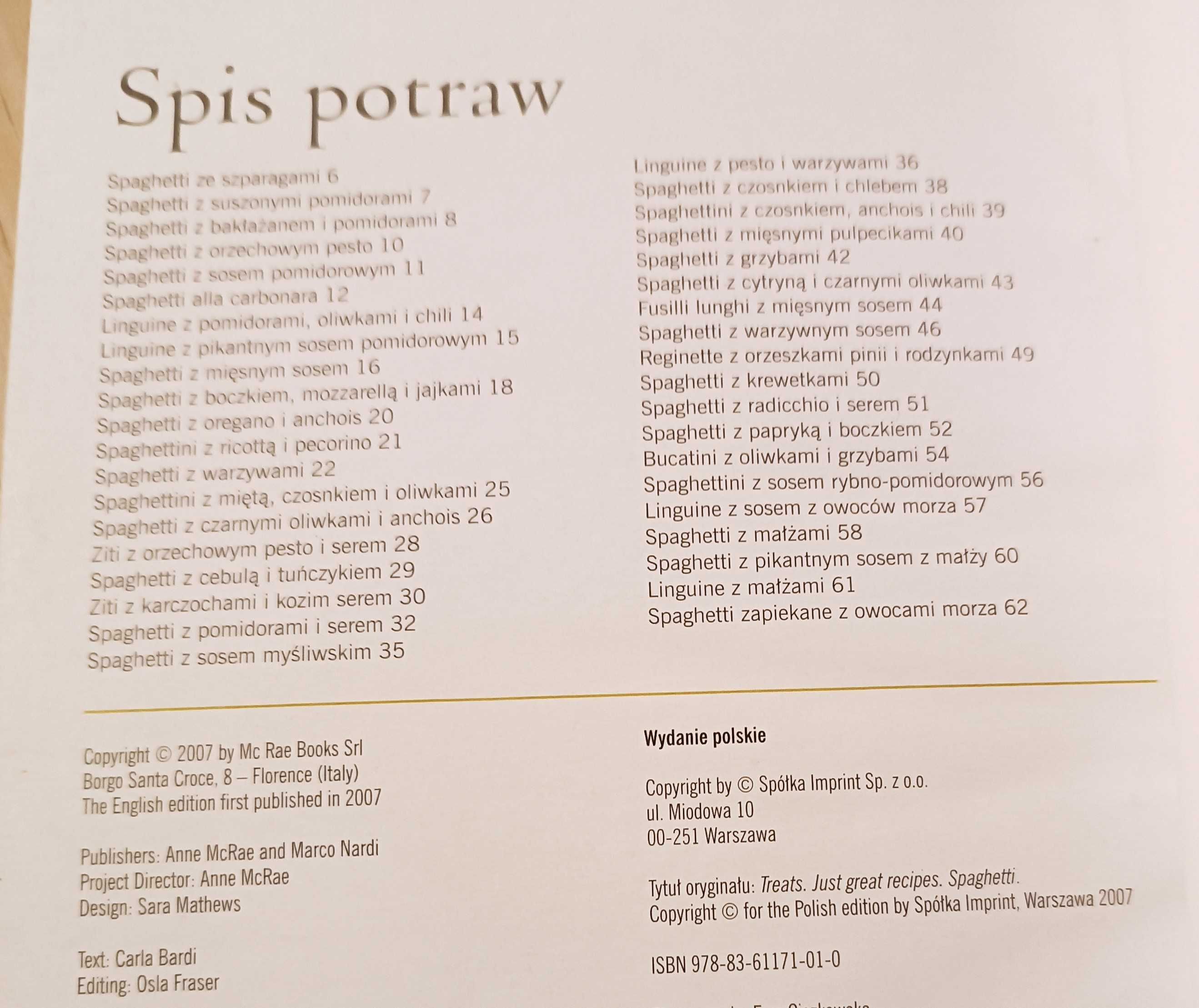 SPAGHETTI - książka z cyklu Nowa Kuchnia Włoska