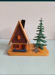 Domek palacz kadzidełko świecznik mini vintage drewno figurka