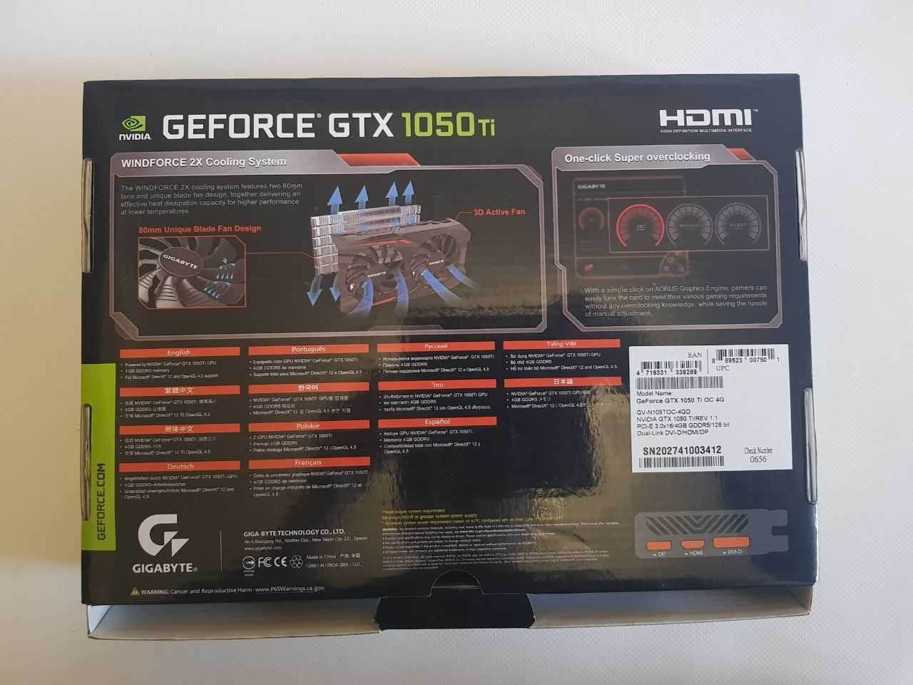 Видеокарта GeForce GTX 1050 Ti OC 4G