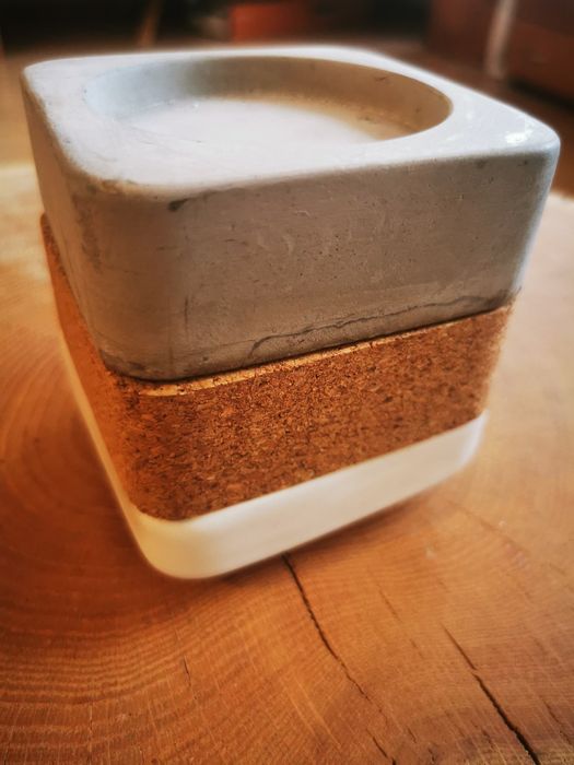 Swiecznik ceramiczny 3 w 1 korek, gips, ceramika, loft