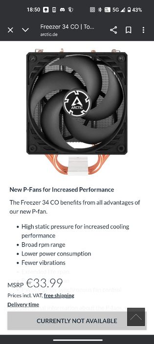 Cooler de processador CPU (novo selado)64170317791490121
