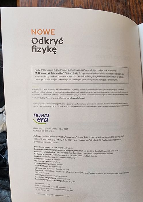 Karty pracy ucznia Odkryć fizykę 2 - zakres podstawowy 2024 Nowa Era