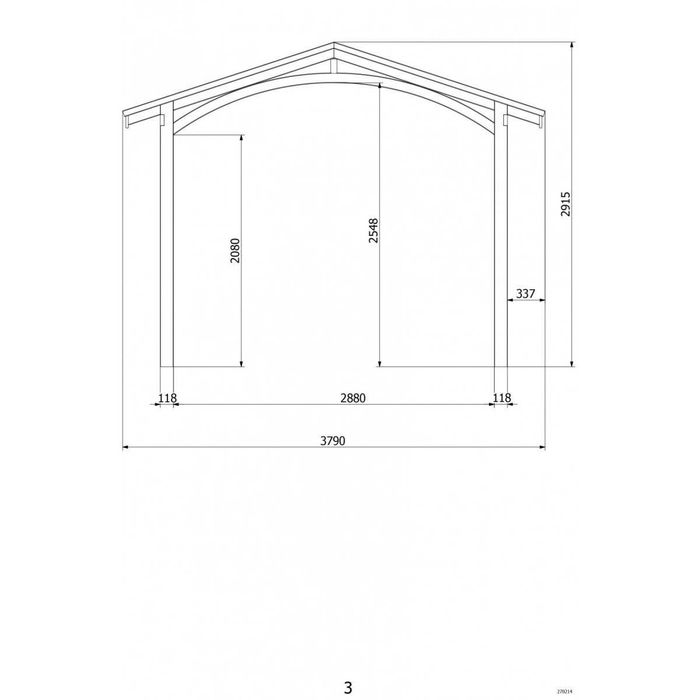 Wiata garażowa drewniana Alaska jednostanowiskowa 614 x 379 cm