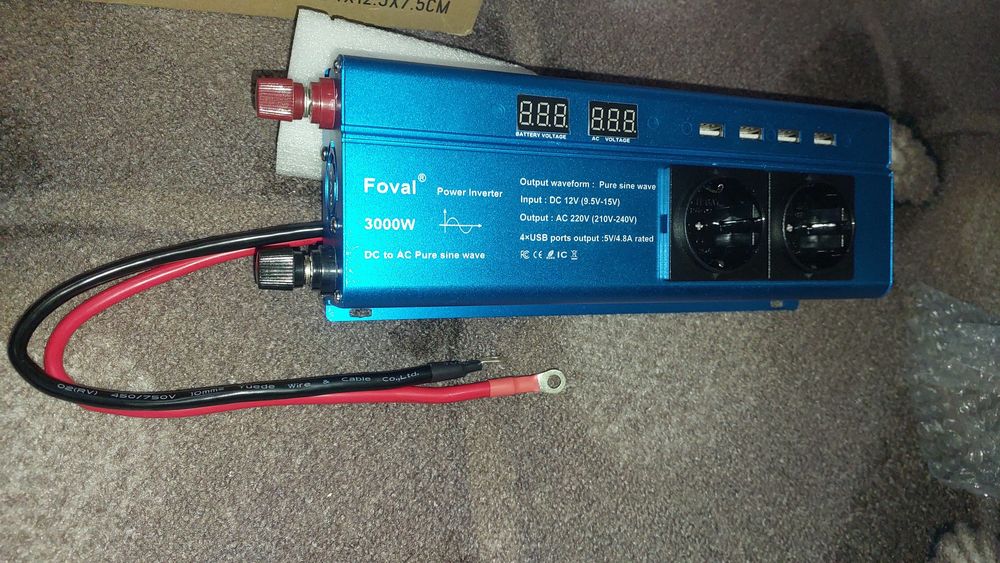 Інвертор 12-220 Foval 3000 Вт чиста синусоїда