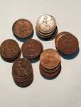 Moedas de 1 Penny Inglaterra Século XIX e século XX