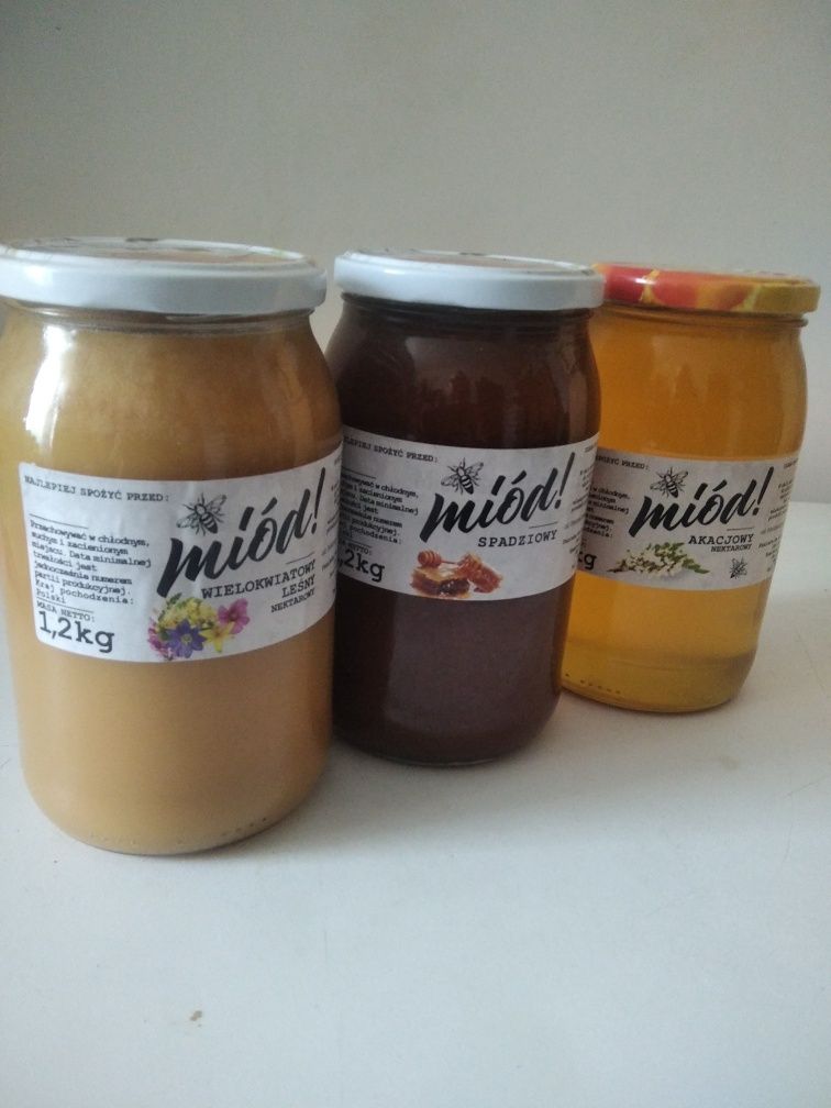 Miód, Miód wielkokwiatowy, miód lipowy, miód akacjowy, miód spadziowy
