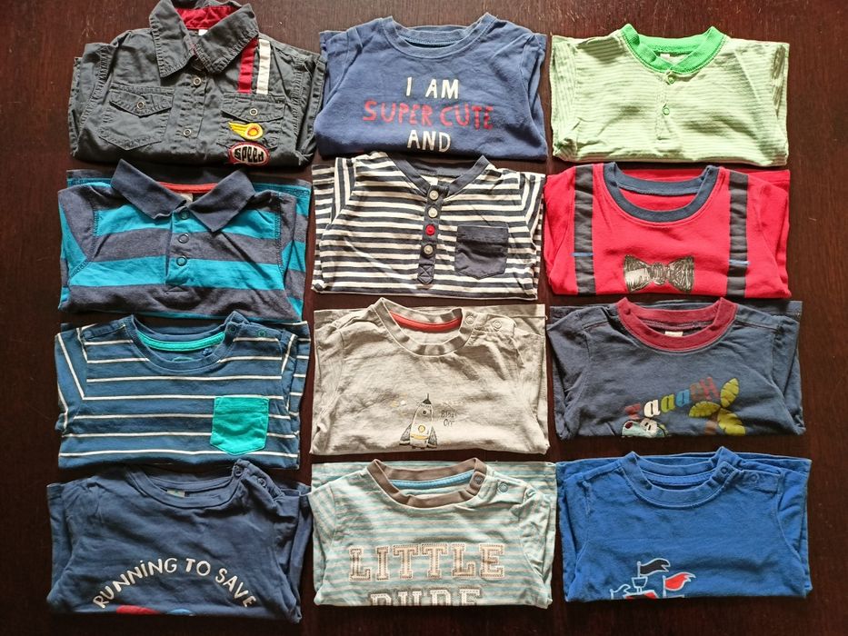 Koszulki z długim rękawem dla chłopca rozm. 80-86 ZESTAW 12 sztuk