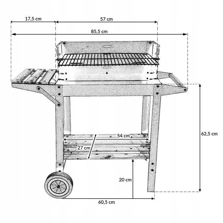 GRILL WĘGLOWY OGRODOWY na kółkach Rożen gril do ogrodu NOWY BBQ