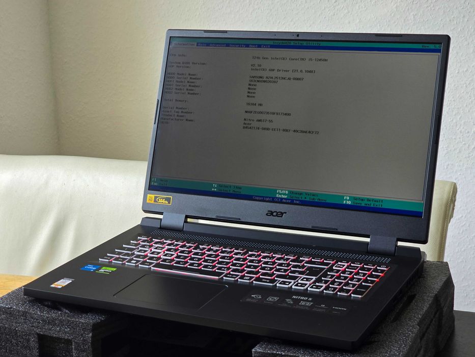 Ігровий ноутбук ACER Nitro 5, 17,3", Core i5 i5-12450H, 3050, 16/512Gb