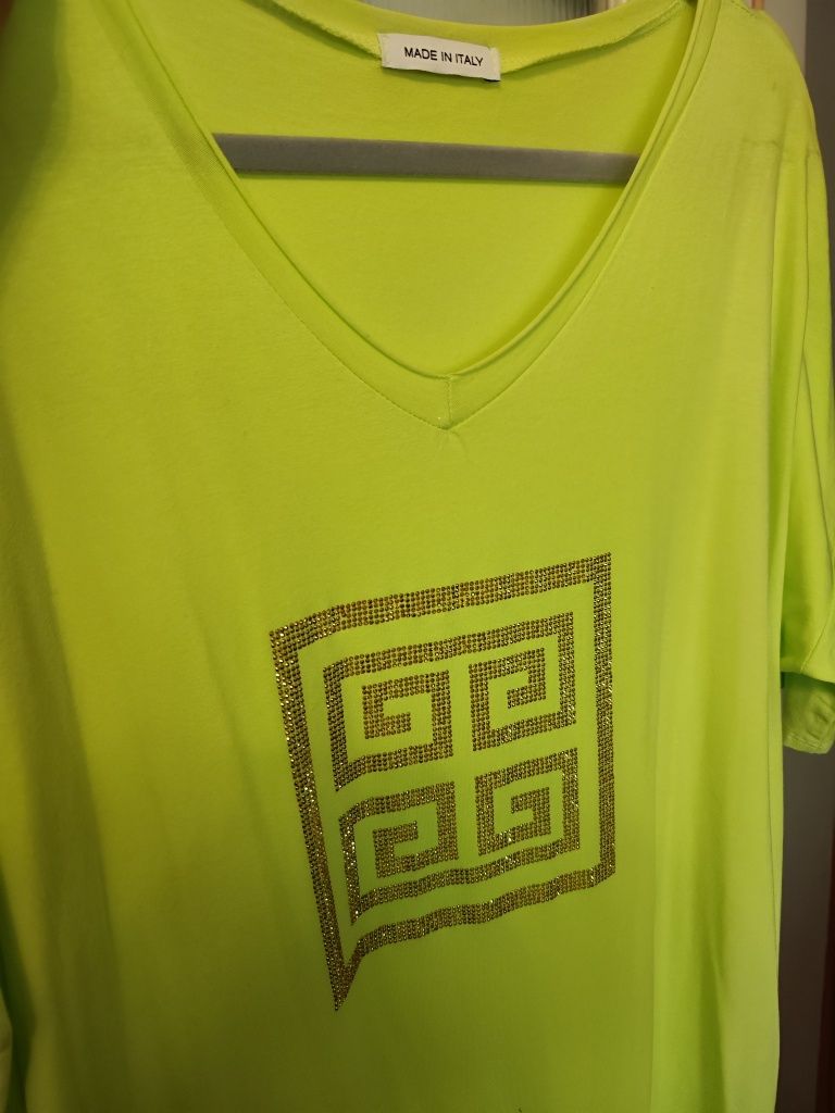 Sukienka maxi Made in Italy bawełna limonka grecki wzór uni one size