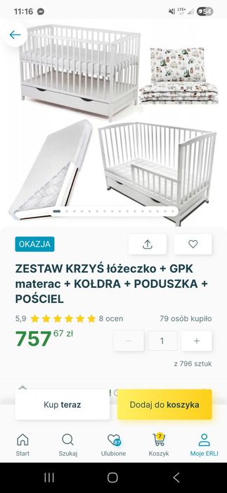 Sprzedam łóżeczko Krzyś  z gratisami