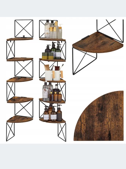 Regał z półkami narożny ścienny 128 cm LOFT półka