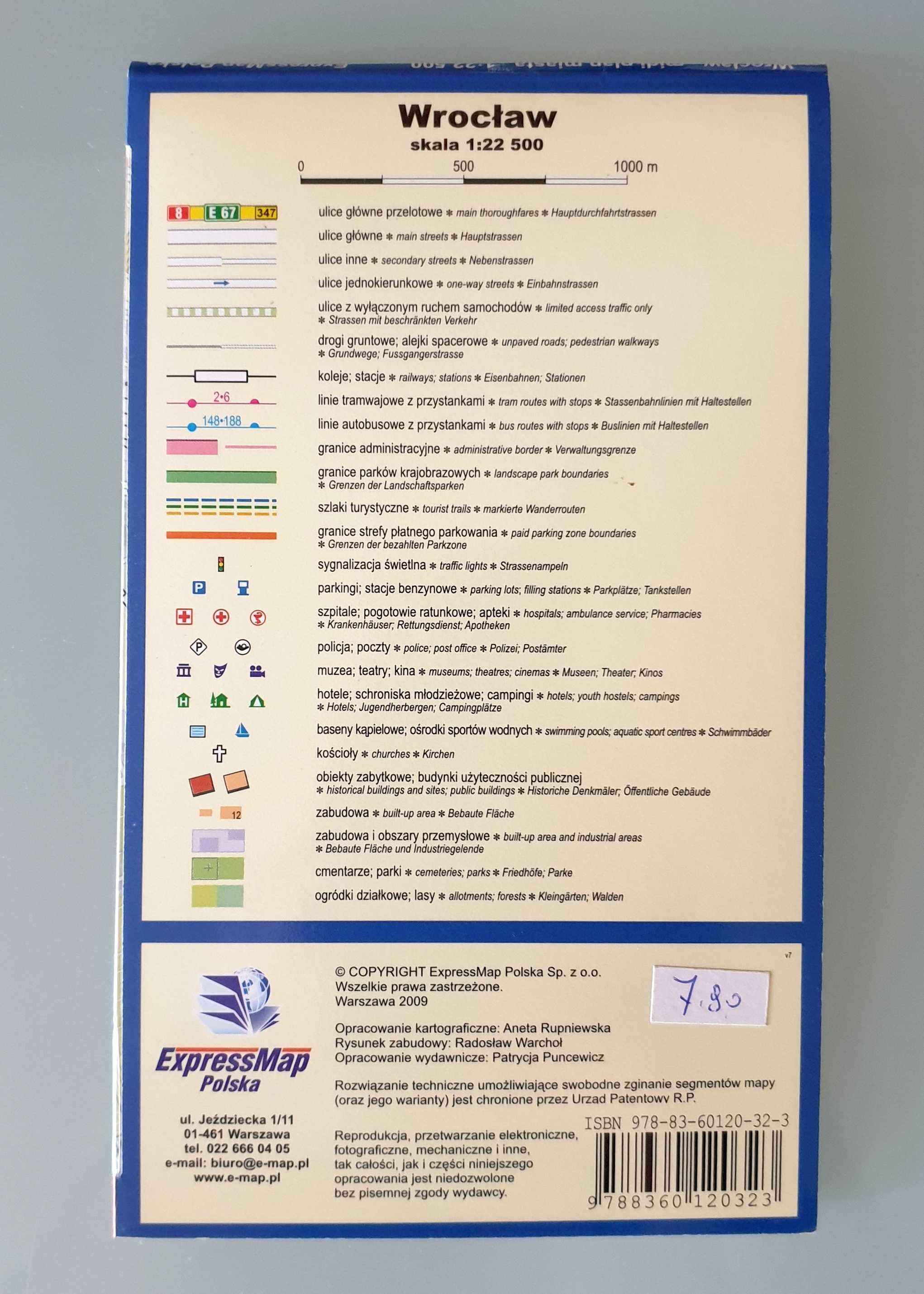 Mapa kieszonkowa, laminowana Wrocław (ExpressMap 1:22,5 tys)