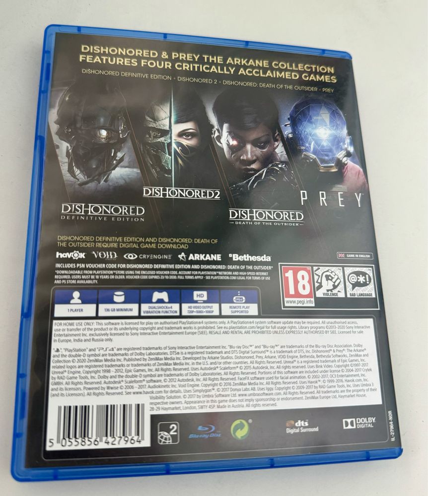 Игра Dishonored and Prey Arkane Collection PS4