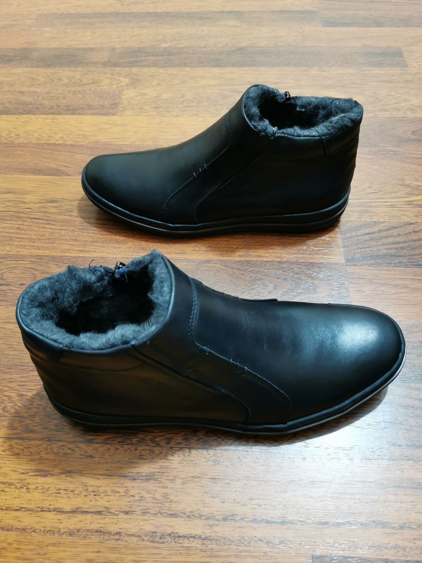 Skórzane Zimowe Buty Męskie Wsuwane Na Zamek