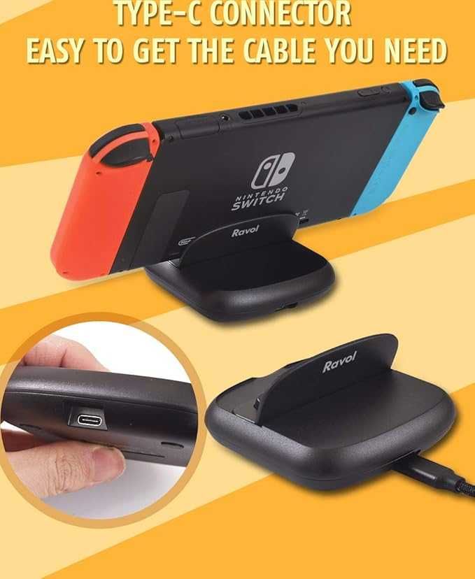 Podstawka ładująca Ravol do Nintendo Switch, składana ładowarka