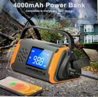 Radio solarne AM FM Bluetooth 5 SOS Powerbank 4000 mAh usb waterproof