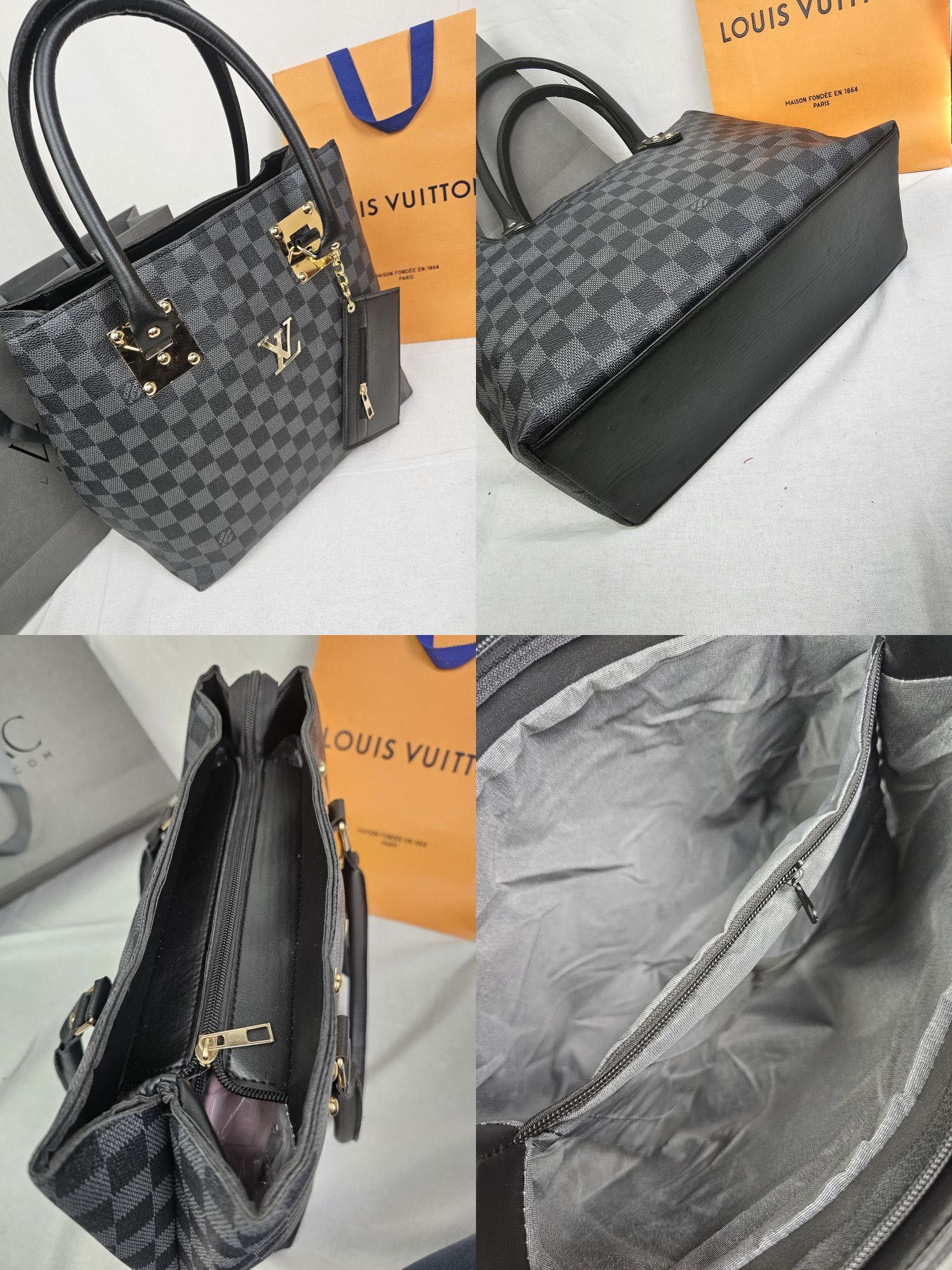 Torba z saszetka Louis Vuitton czarna kratka