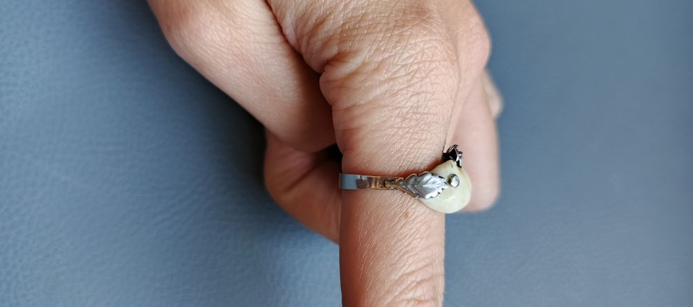 Myśliwski pierścionek z grandlami - srebrny