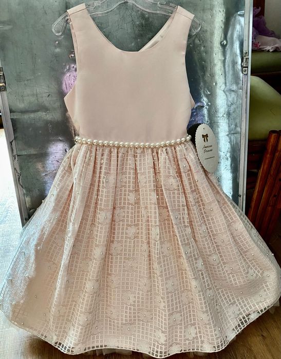 AMERICAN PRINCESS Sukienka wizytowa STOKROTKI tiul  perły