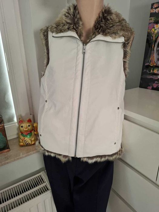 S 36 biała kamizelka ze sztucznym futerkiem sztuczne futro dwustronna