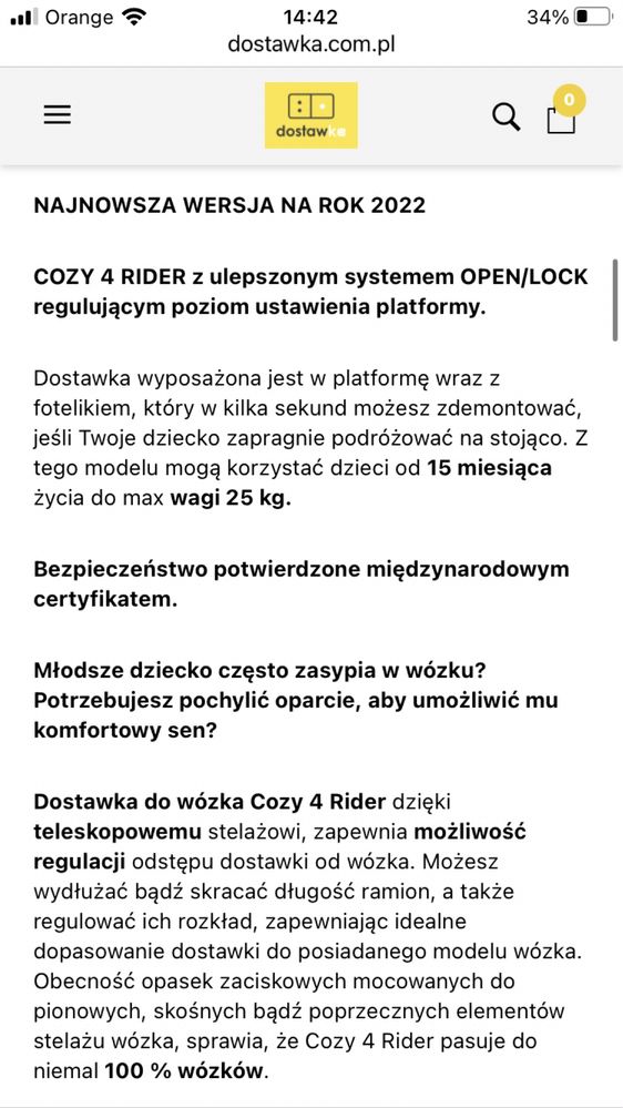 Dostawka do wózka