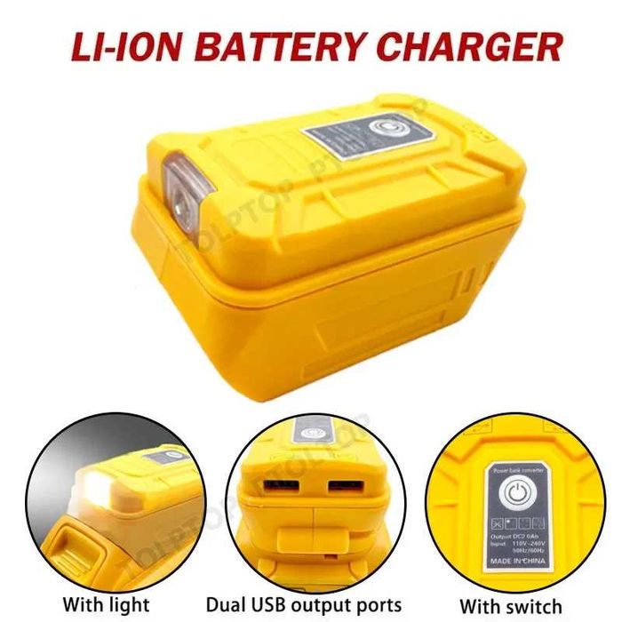 Адаптер модуль перехідник USB адаптер powerbank 2 USB ліхтар до DeWalt