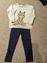 komplet dla dziewczynki bluza legginsy 104 110 cool club h&m tygrys