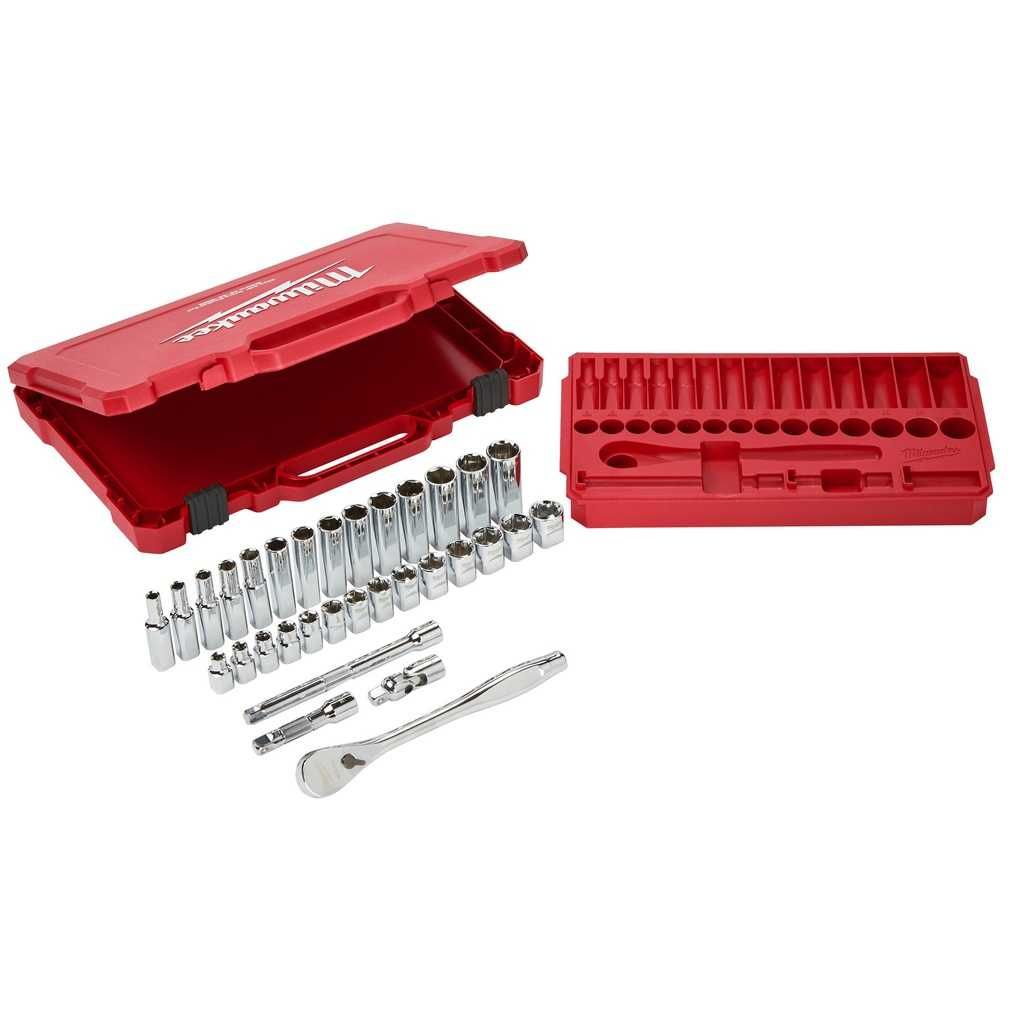 Набір метричних хромованих головок Milwaukee 3/8" (32 шт)