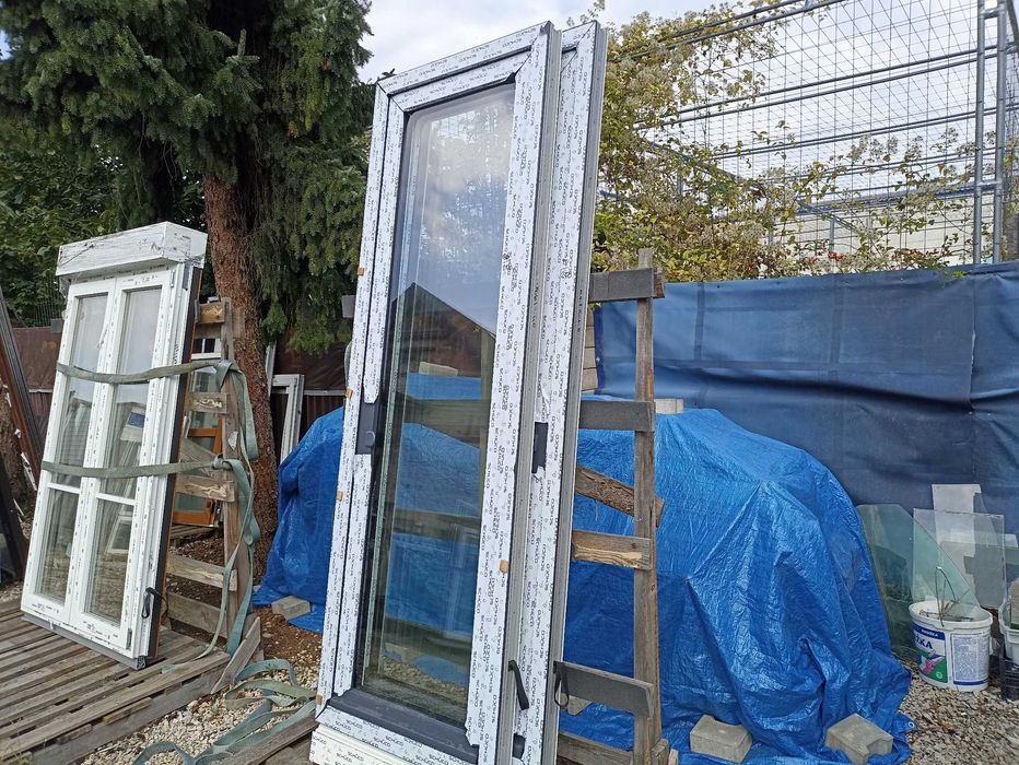 Okno pcv balkonowe 86/250 antracyt trzy szybowe